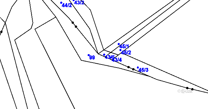 Parcela st. 43/5 v KÚ Pernštejnské Jestřabí, Katastrální mapa