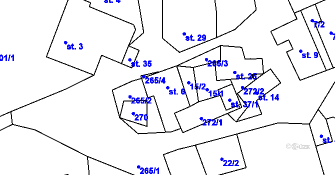 Parcela st. 6 v KÚ Pernštejnské Jestřabí, Katastrální mapa