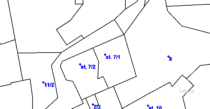 Parcela st. 7/1 v KÚ Pernštejnské Jestřabí, Katastrální mapa