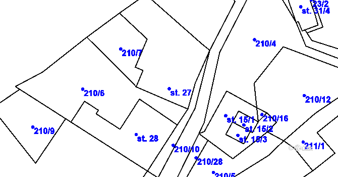 Parcela st. 27 v KÚ Pernštejnské Jestřabí, Katastrální mapa