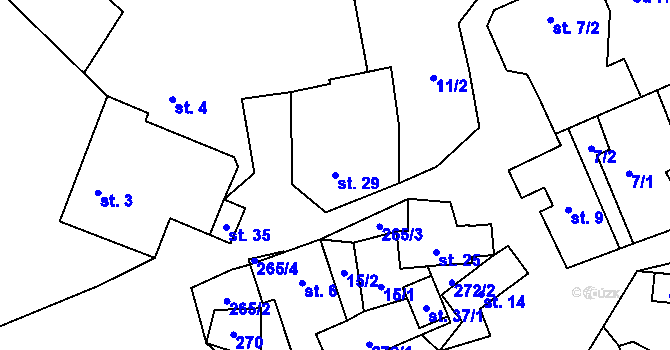 Parcela st. 29 v KÚ Pernštejnské Jestřabí, Katastrální mapa