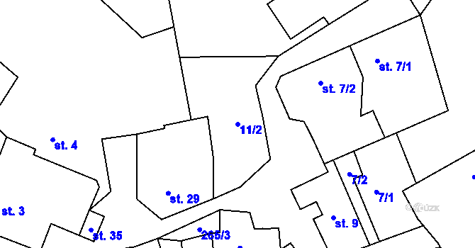 Parcela st. 11/2 v KÚ Pernštejnské Jestřabí, Katastrální mapa