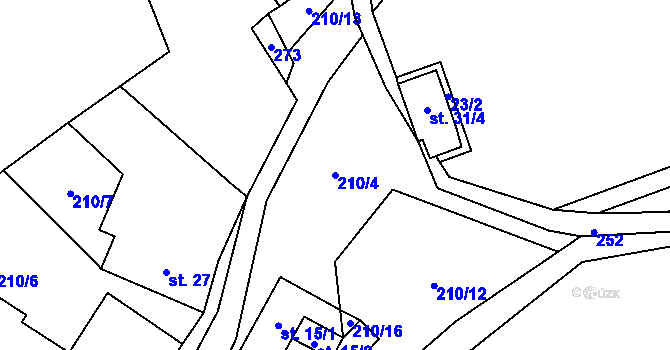 Parcela st. 210/4 v KÚ Pernštejnské Jestřabí, Katastrální mapa