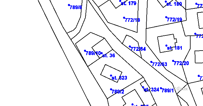 Parcela st. 36 v KÚ Černýš, Katastrální mapa