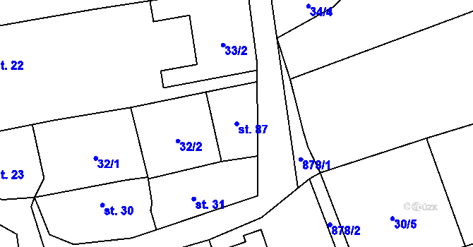 Parcela st. 87 v KÚ Černýš, Katastrální mapa