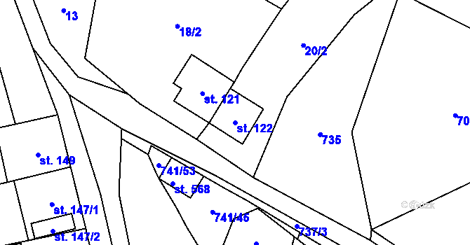 Parcela st. 122 v KÚ Černýš, Katastrální mapa