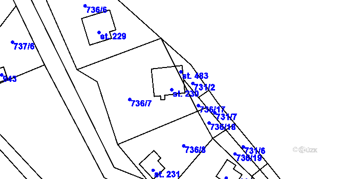 Parcela st. 230 v KÚ Černýš, Katastrální mapa