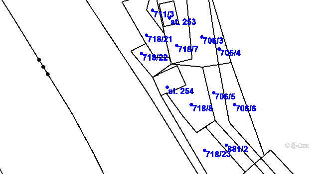 Parcela st. 254 v KÚ Černýš, Katastrální mapa