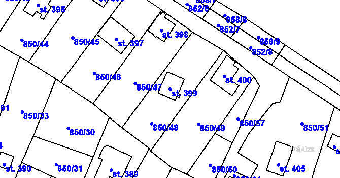 Parcela st. 399 v KÚ Černýš, Katastrální mapa