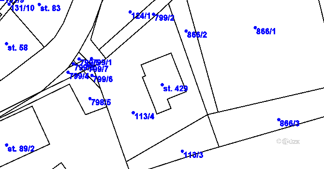 Parcela st. 429 v KÚ Černýš, Katastrální mapa