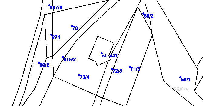 Parcela st. 441 v KÚ Černýš, Katastrální mapa