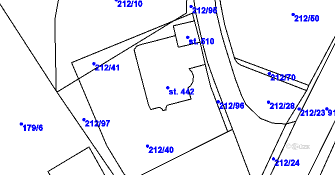 Parcela st. 442 v KÚ Černýš, Katastrální mapa