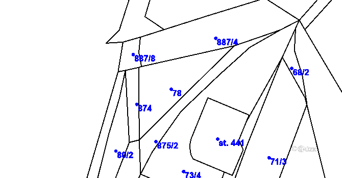 Parcela st. 78 v KÚ Černýš, Katastrální mapa