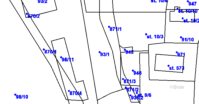 Parcela st. 93/1 v KÚ Černýš, Katastrální mapa