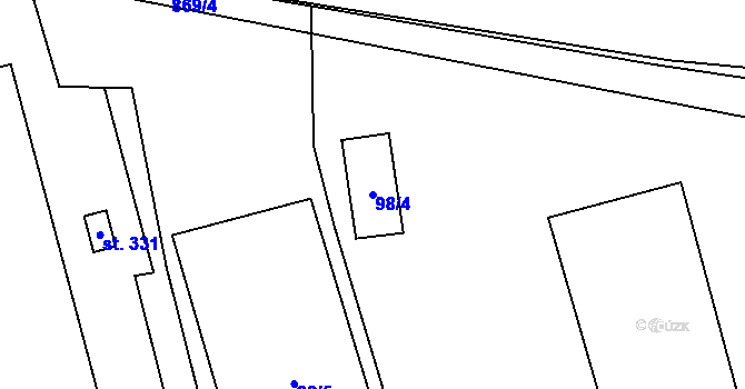 Parcela st. 98/4 v KÚ Černýš, Katastrální mapa