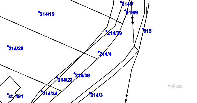 Parcela st. 214/4 v KÚ Černýš, Katastrální mapa