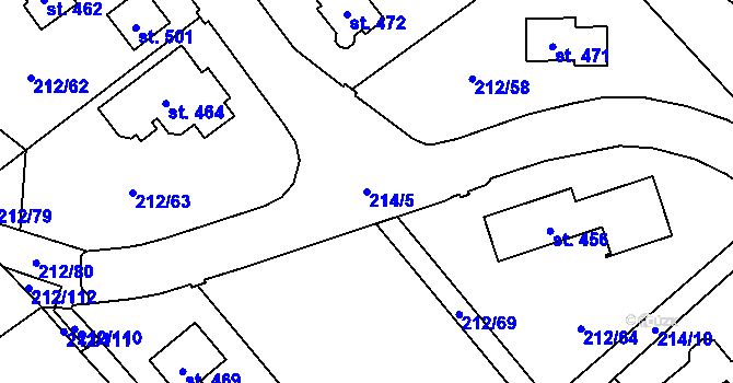 Parcela st. 214/5 v KÚ Černýš, Katastrální mapa