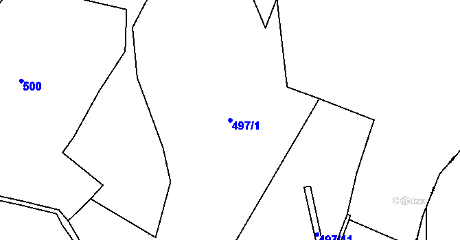 Parcela st. 497/1 v KÚ Černýš, Katastrální mapa