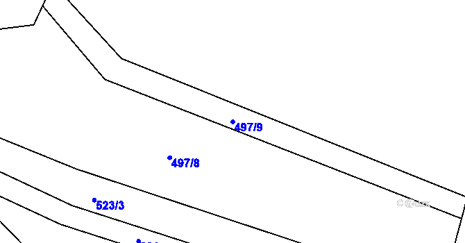Parcela st. 497/9 v KÚ Černýš, Katastrální mapa