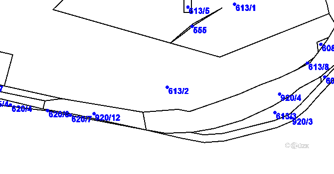 Parcela st. 613/2 v KÚ Černýš, Katastrální mapa