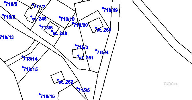 Parcela st. 715/4 v KÚ Černýš, Katastrální mapa