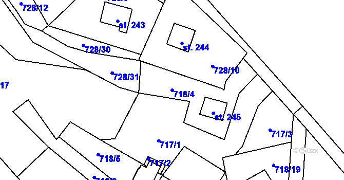Parcela st. 718/4 v KÚ Černýš, Katastrální mapa