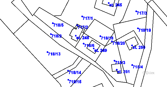 Parcela st. 718/6 v KÚ Černýš, Katastrální mapa