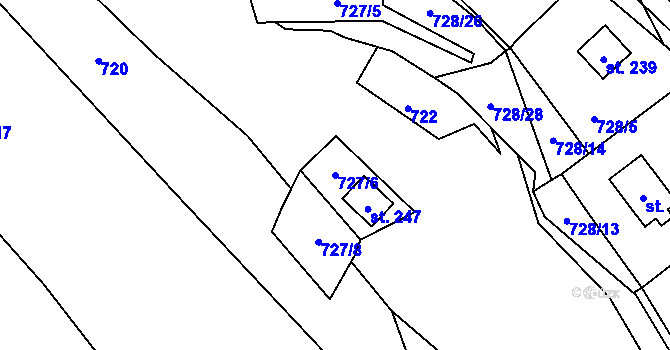 Parcela st. 727/6 v KÚ Černýš, Katastrální mapa