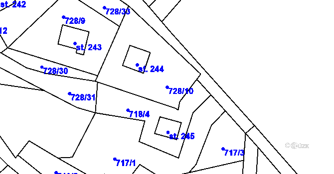Parcela st. 728/10 v KÚ Černýš, Katastrální mapa