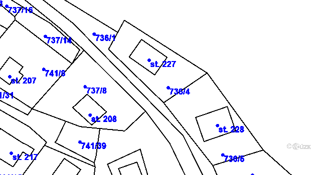 Parcela st. 736/4 v KÚ Černýš, Katastrální mapa