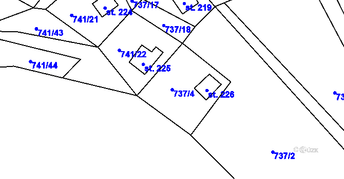 Parcela st. 737/4 v KÚ Černýš, Katastrální mapa