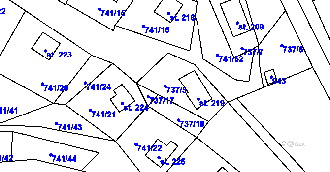 Parcela st. 737/5 v KÚ Černýš, Katastrální mapa