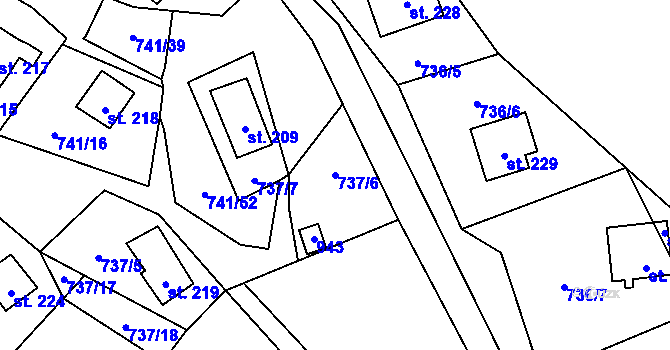 Parcela st. 737/6 v KÚ Černýš, Katastrální mapa