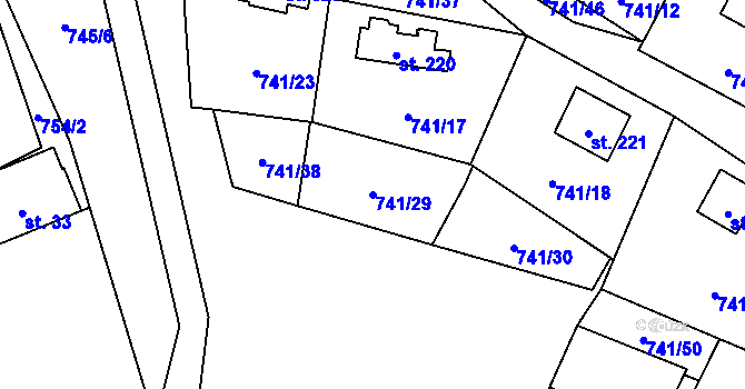 Parcela st. 741/29 v KÚ Černýš, Katastrální mapa