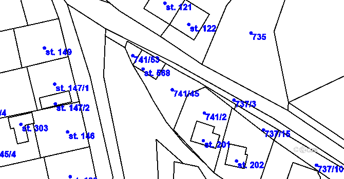 Parcela st. 741/45 v KÚ Černýš, Katastrální mapa