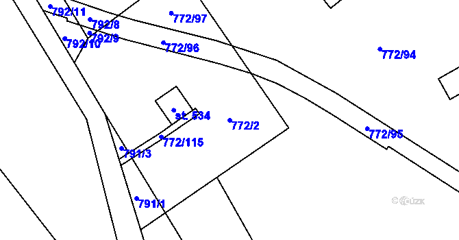 Parcela st. 772/2 v KÚ Černýš, Katastrální mapa