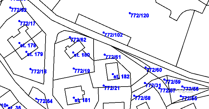 Parcela st. 772/61 v KÚ Černýš, Katastrální mapa
