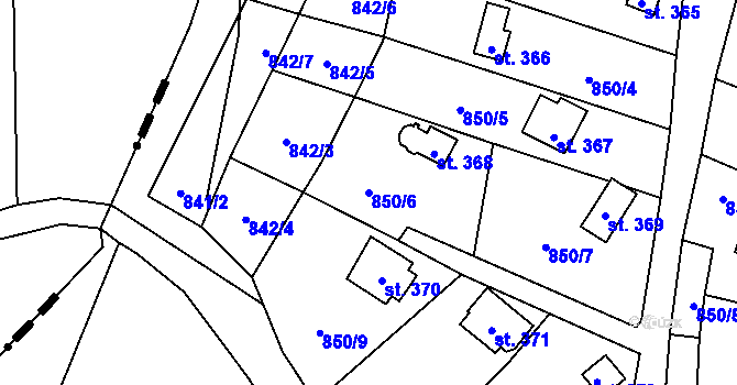 Parcela st. 850/6 v KÚ Černýš, Katastrální mapa