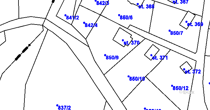 Parcela st. 850/9 v KÚ Černýš, Katastrální mapa