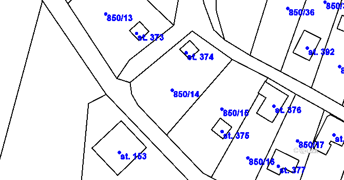 Parcela st. 850/14 v KÚ Černýš, Katastrální mapa