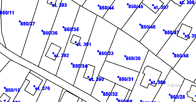 Parcela st. 850/33 v KÚ Černýš, Katastrální mapa