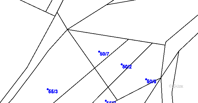 Parcela st. 50/7 v KÚ Černýš, Katastrální mapa