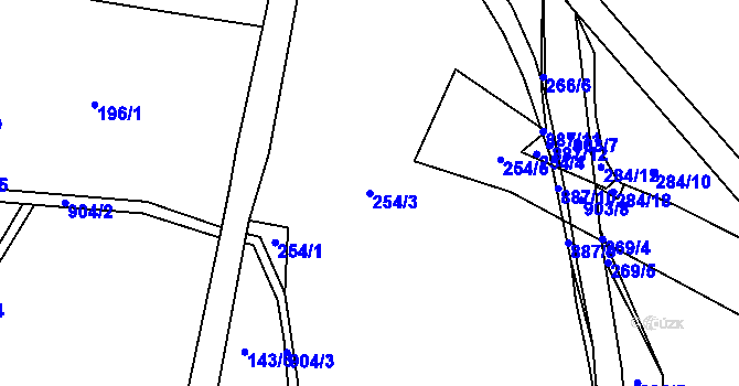 Parcela st. 254/3 v KÚ Černýš, Katastrální mapa