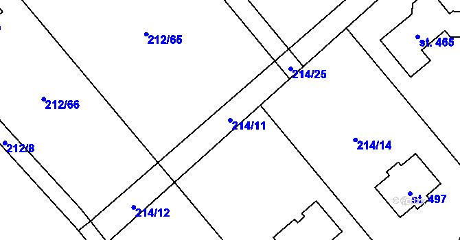 Parcela st. 214/11 v KÚ Černýš, Katastrální mapa