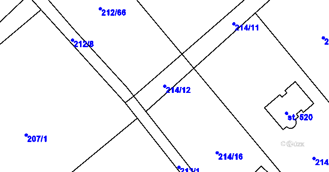 Parcela st. 214/12 v KÚ Černýš, Katastrální mapa