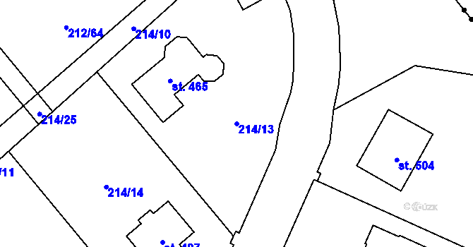 Parcela st. 214/13 v KÚ Černýš, Katastrální mapa