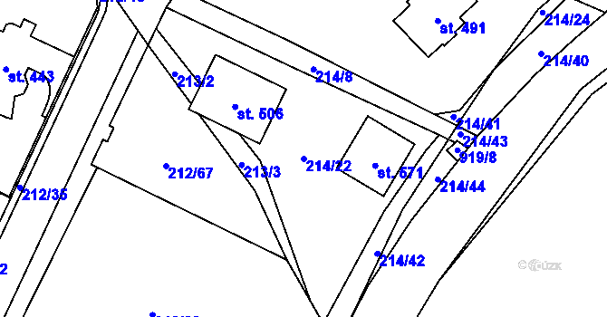 Parcela st. 214/22 v KÚ Černýš, Katastrální mapa