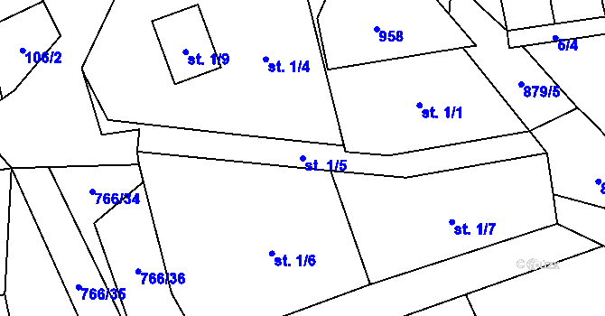 Parcela st. 1/5 v KÚ Černýš, Katastrální mapa