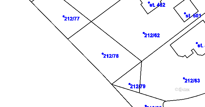 Parcela st. 212/78 v KÚ Černýš, Katastrální mapa