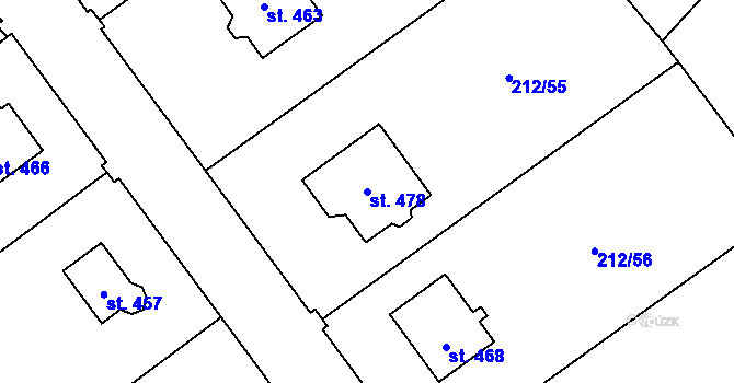 Parcela st. 478 v KÚ Černýš, Katastrální mapa